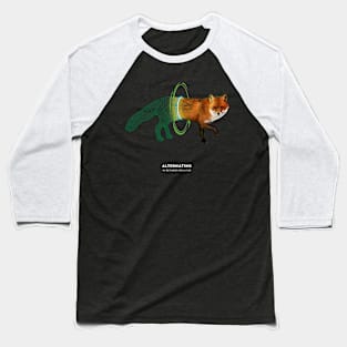 Fox walks through a Warp Portal in our Dimension Baseball T-Shirt